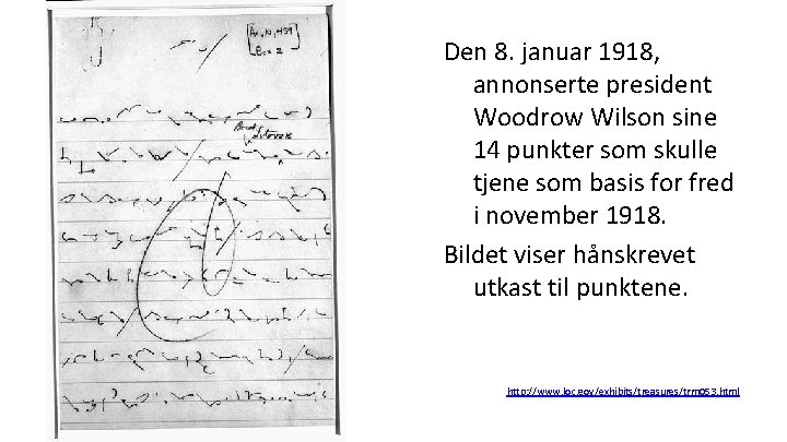 Den 8. januar 1918, annonserte president Woodrow Wilson sine 14 punkter som skulle tjene