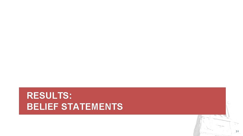RESULTS: BELIEF STATEMENTS 31 