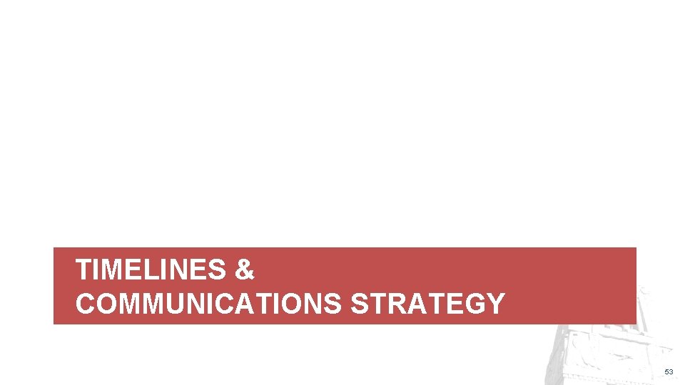 TIMELINES & COMMUNICATIONS STRATEGY 53 