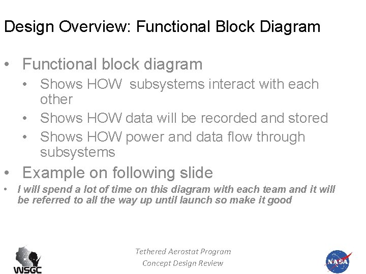 Design Overview: Functional Block Diagram • Functional block diagram • Shows HOW subsystems interact