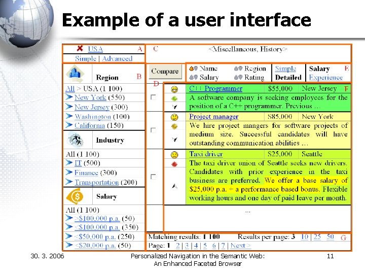 Example of a user interface 30. 3. 2006 Personalized Navigation in the Semantic Web: