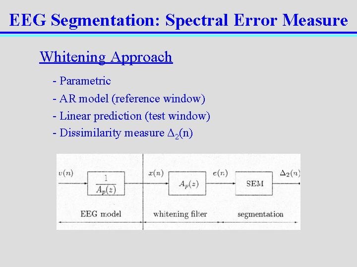 EEG Segmentation: Spectral Error Measure Whitening Approach - Parametric - AR model (reference window)