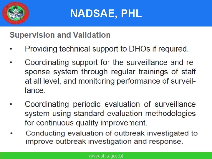 NADSAE, PHL www. phls. gov. bt 