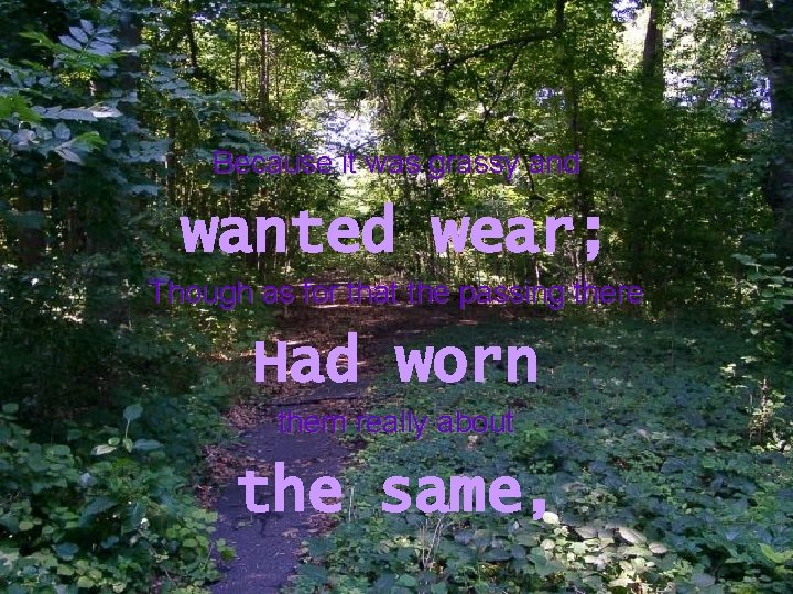Because it was grassy and wanted wear; Though as for that the passing there