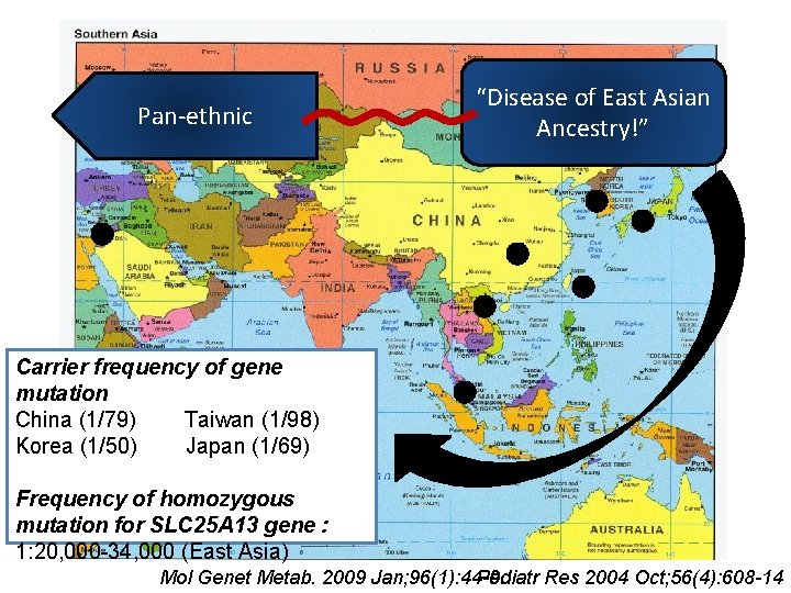 Pan-ethnic “Disease of East Asian Ancestry!” Carrier frequency of gene mutation China (1/79) Taiwan