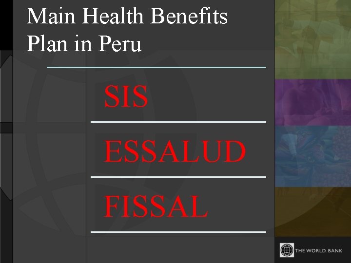 Main Health Benefits Plan in Peru SIS ESSALUD FISSAL 