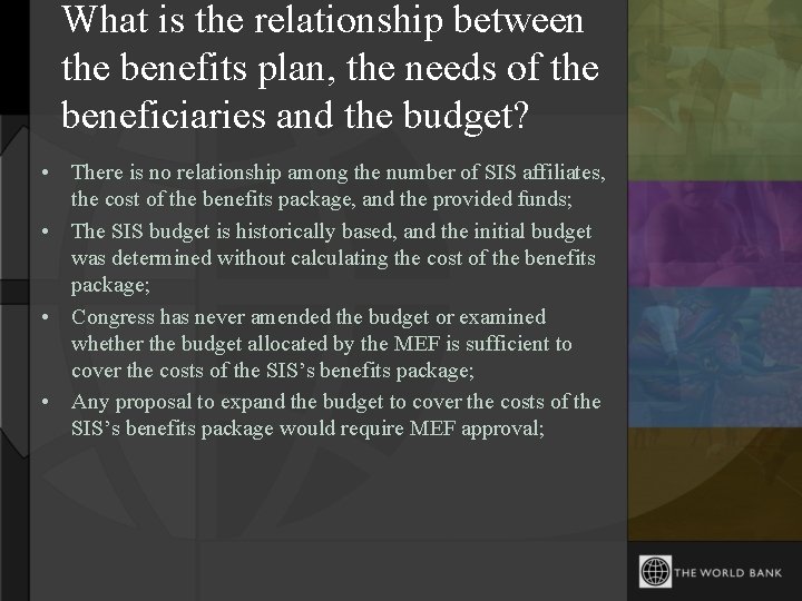 What is the relationship between the benefits plan, the needs of the beneficiaries and