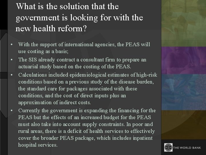 What is the solution that the government is looking for with the new health
