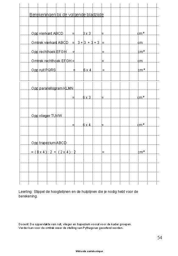 Berekeningen bij de volgende bladzijde Opp vierkant ABCD = Omtrek vierkant ABCD = 3+3