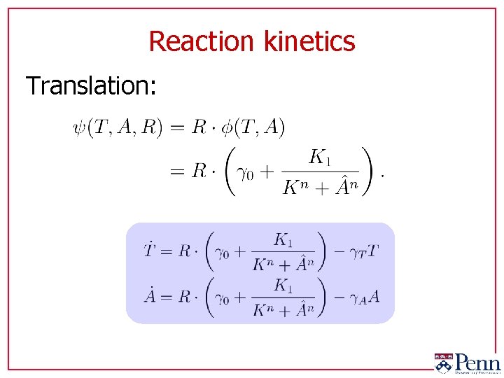 Reaction kinetics Translation: 