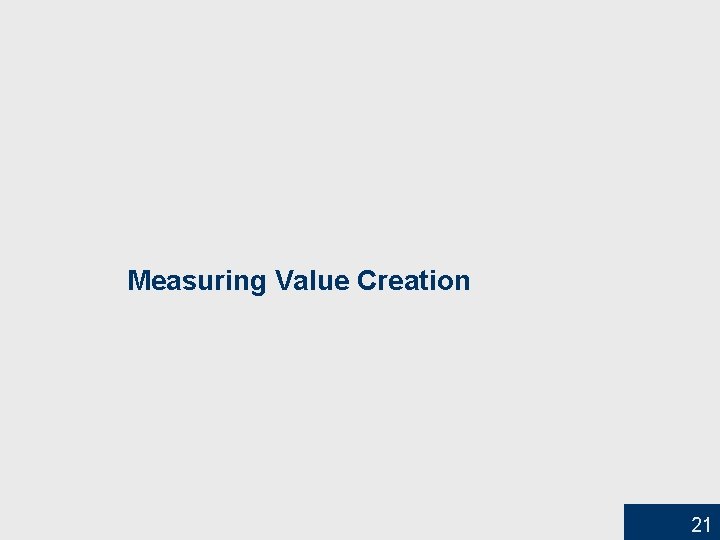 Measuring Value Creation 21 
