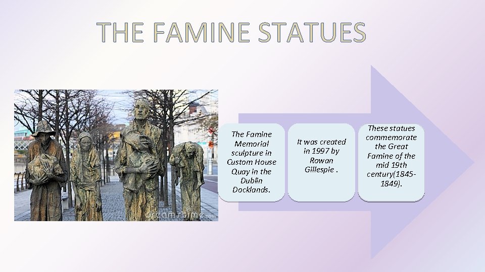 THE FAMINE STATUES The Famine Memorial sculpture in Custom House Quay in the Dublin