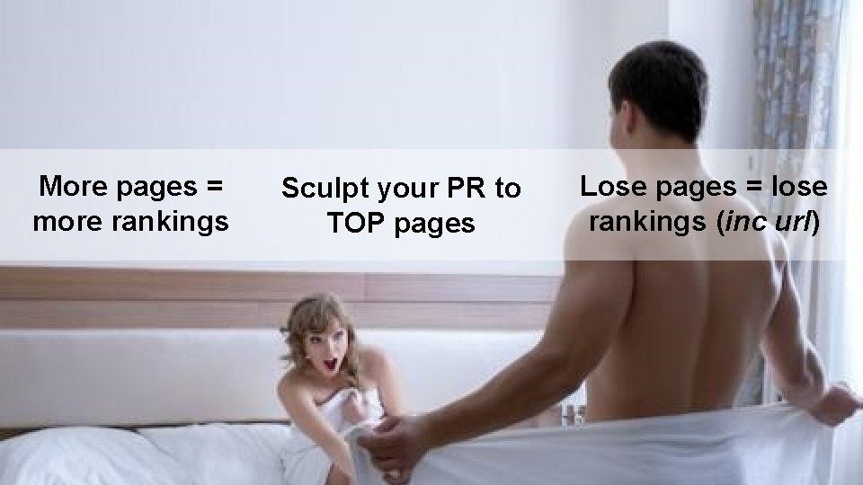 More pages = more rankings Sculpt your PR to TOP pages Lose pages =