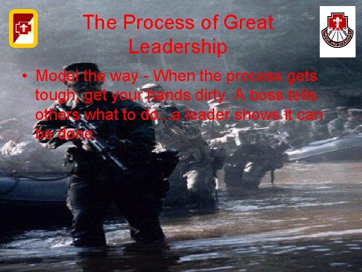The Process of Great Leadership • Model the way - When the process gets