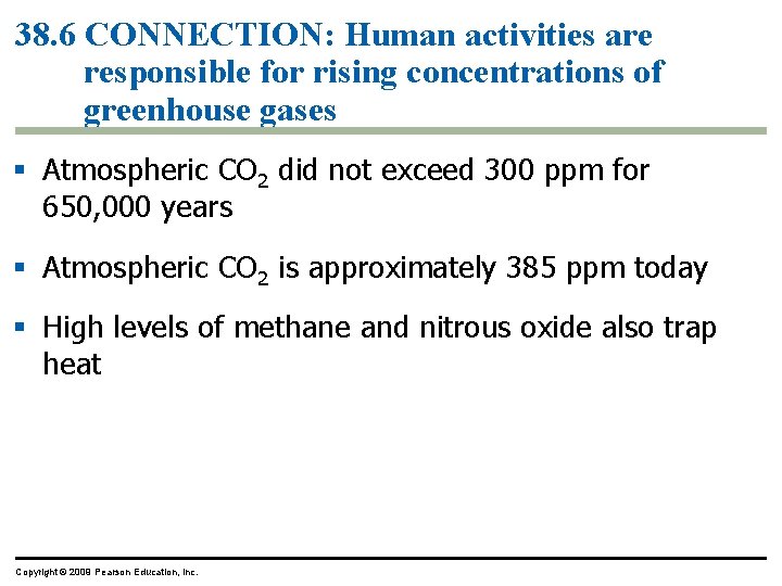 38. 6 CONNECTION: Human activities are responsible for rising concentrations of greenhouse gases §