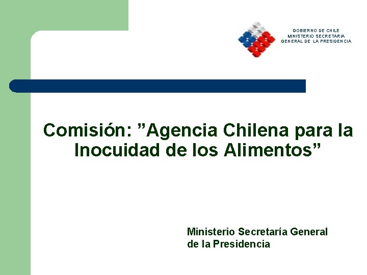 GOBIERNO DE CHILE MINISTERIO SECRETARIA GENERAL DE LA PRESIDENCIA Comisión: ”Agencia Chilena para la