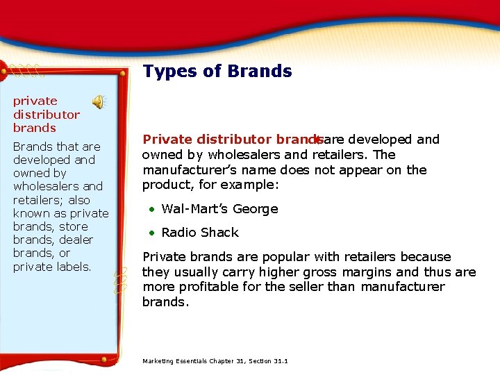 Types of Brands private distributor brands Brands that are developed and owned by wholesalers