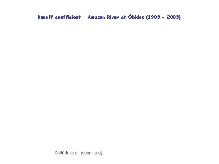 Runoff coefficient : Amazon River at Óbidos (1903 - 2003) Callède et al. (submitted).