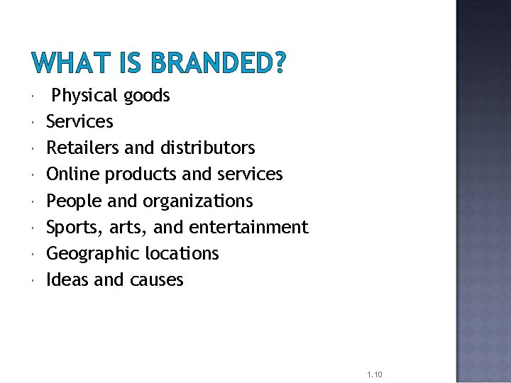 WHAT IS BRANDED? Physical goods Services Retailers and distributors Online products and services People