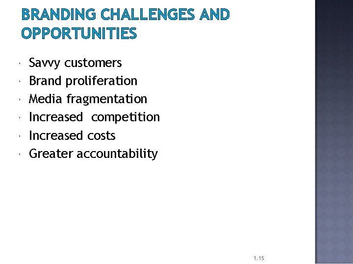 BRANDING CHALLENGES AND OPPORTUNITIES Savvy customers Brand proliferation Media fragmentation Increased competition Increased costs