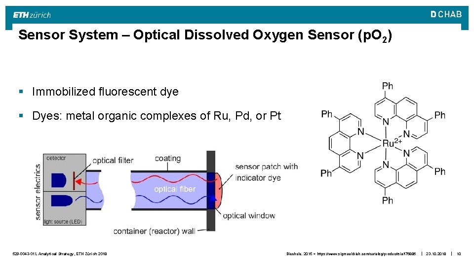 Sensor System – Optical Dissolved Oxygen Sensor (p. O 2) § Immobilized fluorescent dye