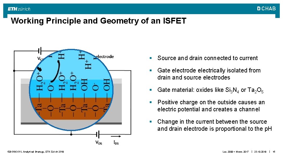 Working Principle and Geometry of an ISFET § Source and drain connected to current