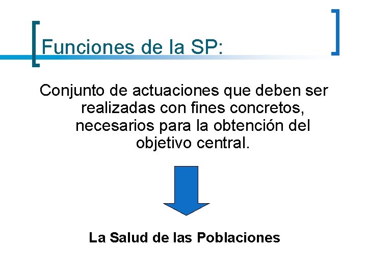 Funciones de la SP: Conjunto de actuaciones que deben ser realizadas con fines concretos, Funciones de la SP: Conjunto de actuaciones que deben ser realizadas con fines concretos,