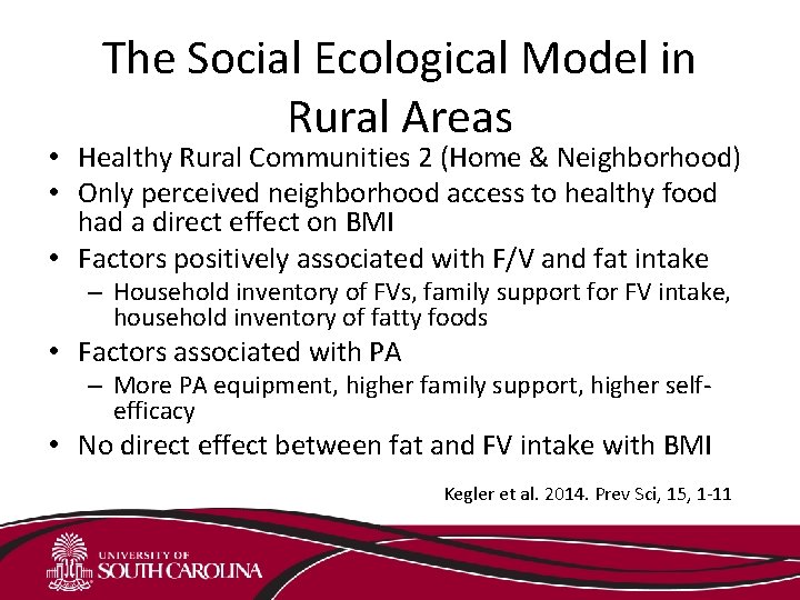 The Social Ecological Model in Rural Areas • Healthy Rural Communities 2 (Home &