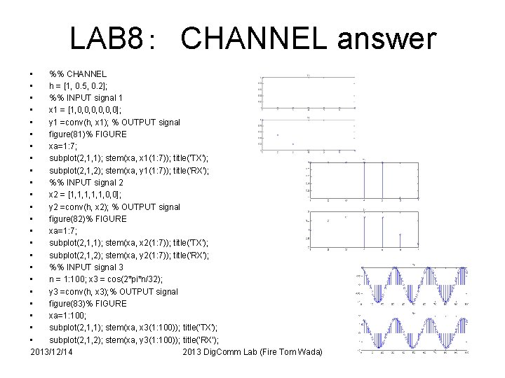 LAB 8：　CHANNEL answer • %% CHANNEL • h = [1, 0. 5, 0. 2];