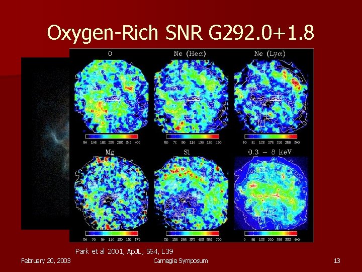 Oxygen-Rich SNR G 292. 0+1. 8 Park et al 2001, Ap. JL, 564, L