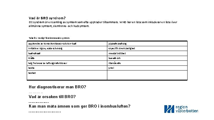 Vad är BRO syndrom? Ett syndrom är en samling av symtom som ofta uppträder