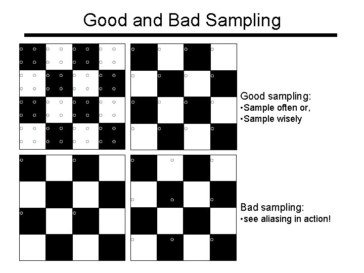 Good and Bad Sampling Good sampling: • Sample often or, • Sample wisely Bad
