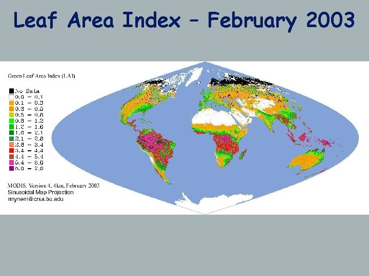 Leaf Area Index – February 2003 