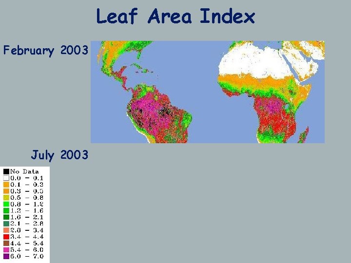 Leaf Area Index February 2003 July 2003 