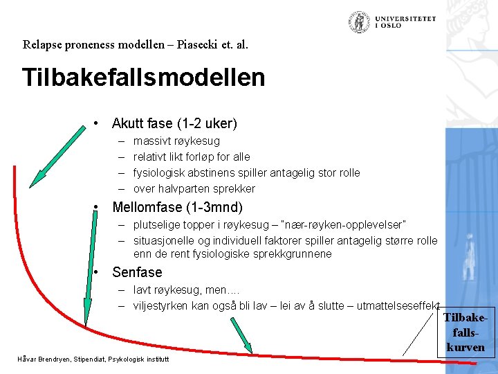 Relapse proneness modellen – Piasecki et. al. Tilbakefallsmodellen • Akutt fase (1 -2 uker)