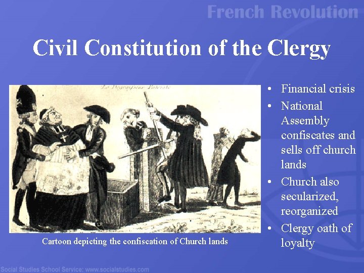 Civil Constitution of the Clergy Cartoon depicting the confiscation of Church lands • Financial