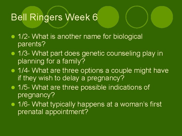 Bell Ringers Week 6 l l l 1/2 - What is another name for