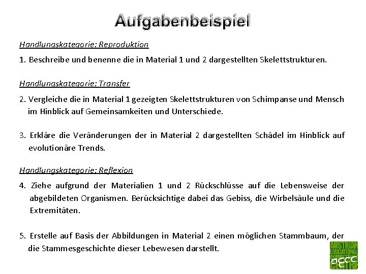 Aufgabenbeispiel Handlungskategorie: Reproduktion 1. Beschreibe und benenne die in Material 1 und 2 dargestellten