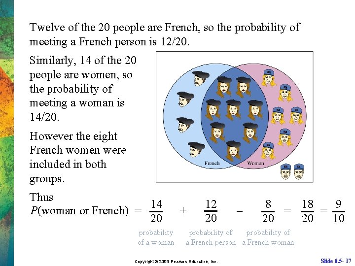 Twelve of the 20 people are French, so the probability of meeting a French