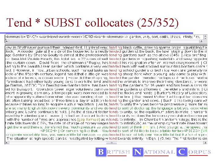 Tend * SUBST collocates (25/352) 