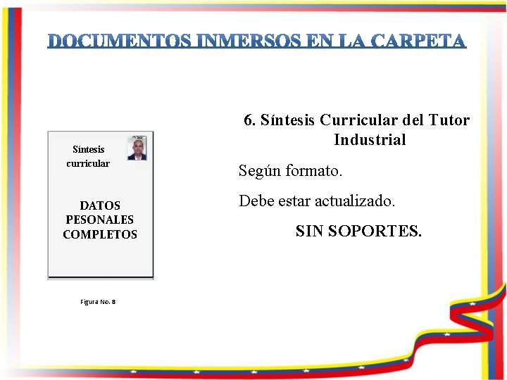 Síntesis curricular DATOS PESONALES COMPLETOS Figura No. 8 6. Síntesis Curricular del Tutor Industrial