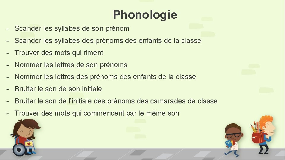 Phonologie - Scander les syllabes de son prénom - Scander les syllabes des prénoms