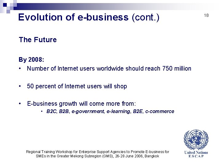 Evolution of e-business (cont. ) The Future By 2008: • Number of Internet users