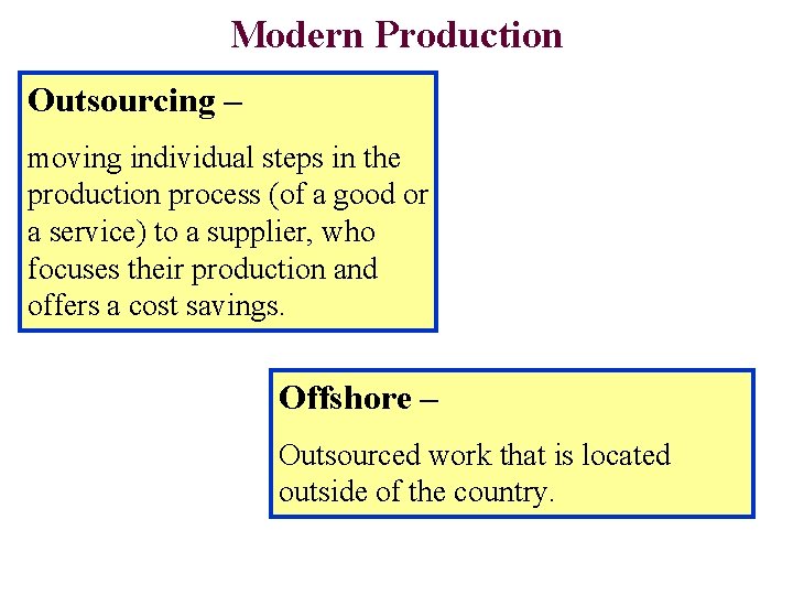 Modern Production Outsourcing – moving individual steps in the production process (of a good