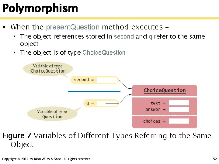 Polymorphism § When the present. Question method executes – • The object references stored