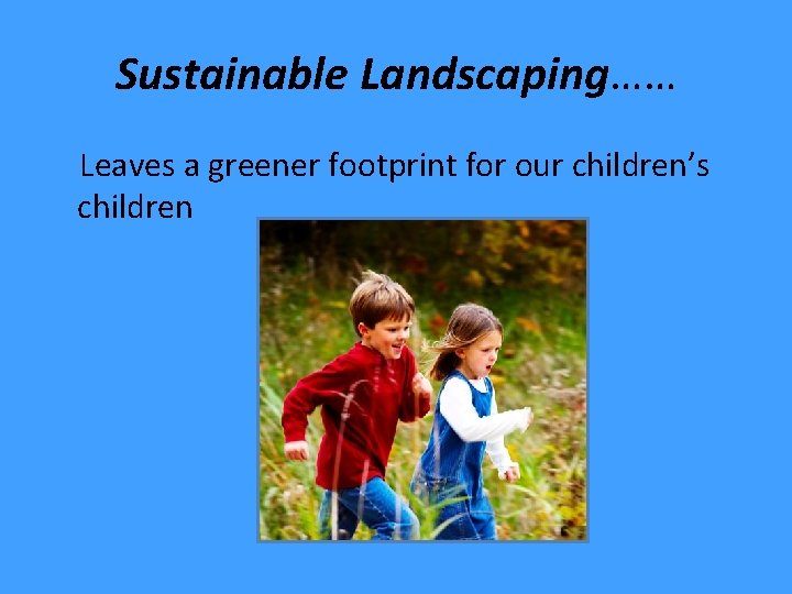 Sustainable Landscaping…… Leaves a greener footprint for our children’s children 