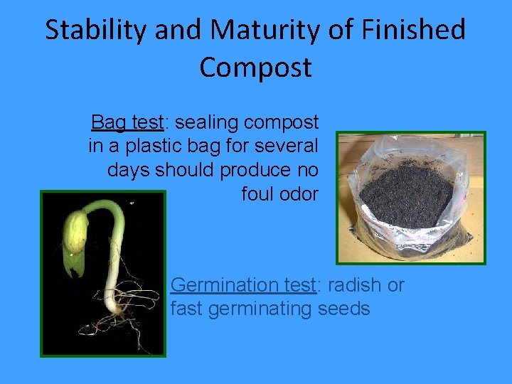 Stability and Maturity of Finished Compost Bag test: sealing compost in a plastic bag