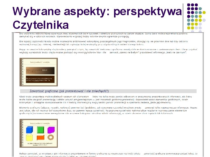 Wybrane aspekty: perspektywa Czytelnika 