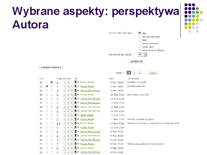 Wybrane aspekty: perspektywa Autora 