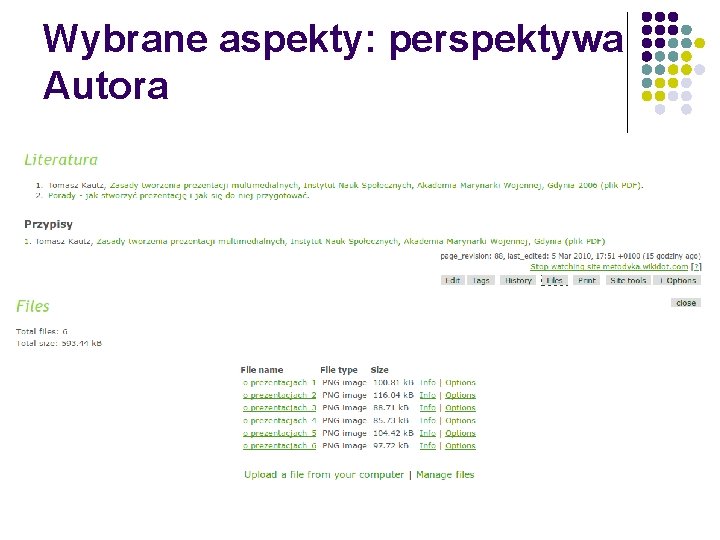 Wybrane aspekty: perspektywa Autora 